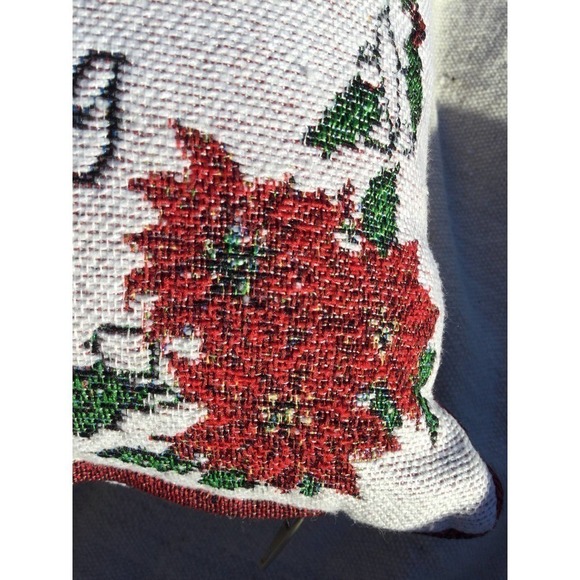 Tapestry accent pillow embroidered friend gift blessing Christmas white red - Picture 10 of 10